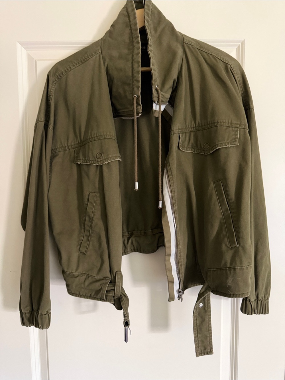 Zara Olive Green Utility Bomber Jacket - Women